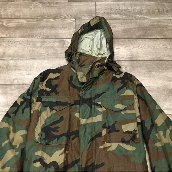 Vtg 80s US Army Camo Parka Cold Weather Jacket Golden MFG Co
